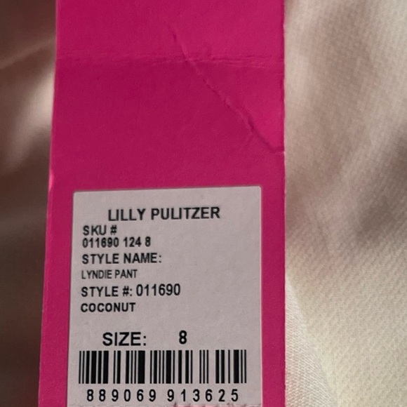 NWT $198 Lilly Pulitzer Lyndie High Rise 32" Coconut Pants Winter White Size 8 - Picture 13 of 13